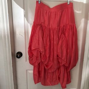 Women’s pink 100%silk tier/pouf skirt